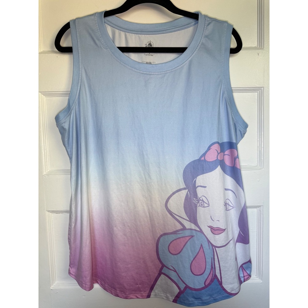 Disney Snow White Ombre Tank Top Blue Pink Graphic Sleeveless Shirt Large